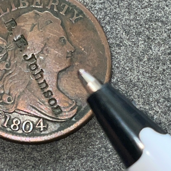 1804 Spiked Chin Half Cent. Stems, crosslet 4 with cud errors on the obverse. - Picture 7 of 10